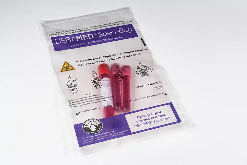 DEBAMED Speci-Sorb filled with samples ready for transportation DEBAMED Speci-Sorb filled with samples ready for transportation