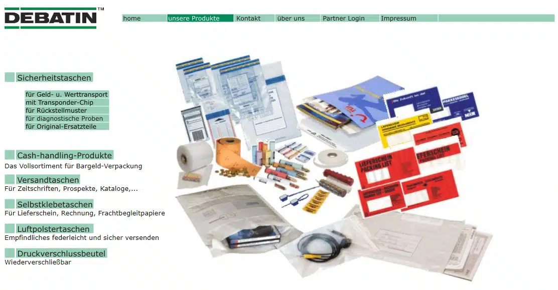2005 - DEBATIN Produkte Unterseite